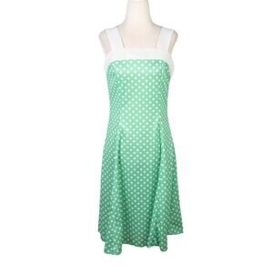 Vintage 70s Ann Stevens mint green and white polka dot dress 10